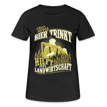 Bier Beerpong Saufen Weizenbier Landwirtschaft - Frauen T-Shirt atmungsaktiv - Schwarz - Vorne - AI Model Female 172 light (172cm)