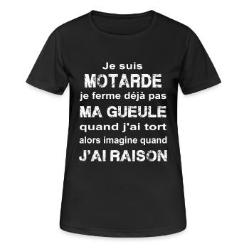Motarde - T-shirt respirant Femme - noir - Devant - AI Model Female 172 light (172cm)