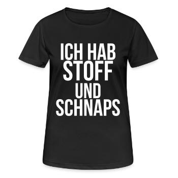 Ich hab Stoff und Schnaps - Frauen T-Shirt atmungsaktiv - Schwarz - Vorne - AI Model Female 172 light (172cm)
