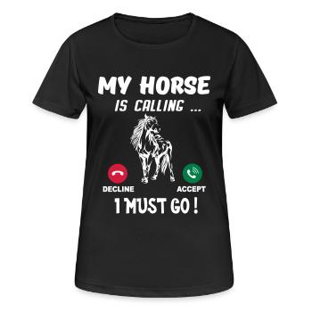 cheval - T-shirt respirant Femme - noir - Devant - AI Model Female 172 light (172cm)