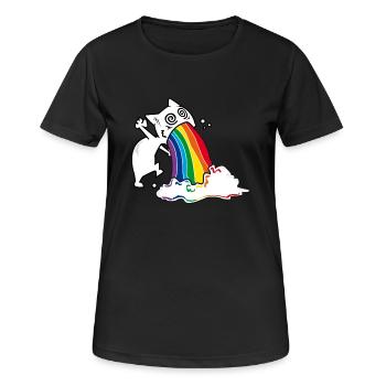 Regenbogenkotze Katze - Frauen T-Shirt atmungsaktiv - Schwarz - Vorne - AI Model Female 172 light (172cm)