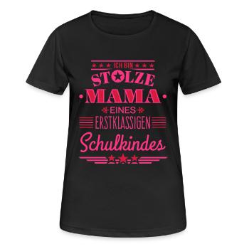 Stolze Mama - erstklassiges Schulkind - Frauen T-Shirt atmungsaktiv - Schwarz - Vorne - AI Model Female 172 light (172cm)