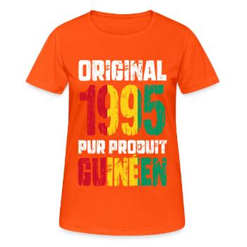Anniversaire 30 ans - Original 1995 - Guinéen - T-shirt respirant Femme - orange néon - Devant - AI Model Female 172 dark (172cm)