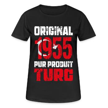 Anniversaire 70 ans - Original 1955 - Turc - T-shirt respirant Femme - noir - Devant - AI Model Female 172 light (172cm)