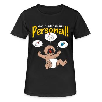 CD - wo bleibt mein Personal - Essen - Wickeln - - Frauen T-Shirt atmungsaktiv - Schwarz - Vorne - AI Model Female 172 light (172cm)