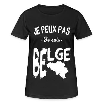 Je peux pas je suis Belge - T-shirt respirant Femme - noir - Devant - AI Model Female 172 light (172cm)