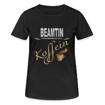 Beamtin powered by Koffein Shirt - Frauen T-Shirt atmungsaktiv - Schwarz - Vorne - AI Model Female 172 light (172cm)