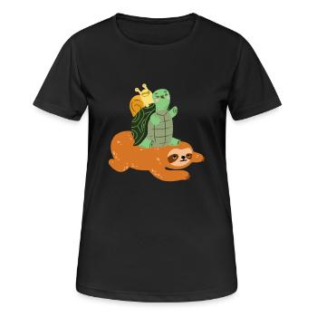 Escargot drôle de tortue paresseux - cadeau - T-shirt respirant Femme - noir - Devant - AI Model Female 172 light (172cm)