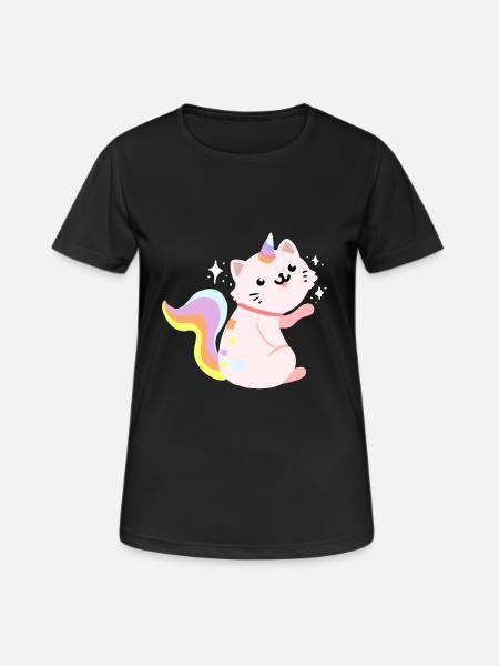 Sitting Caticorn - Funny Caticorn Cat - Women's Breathable T-Shirt - black
