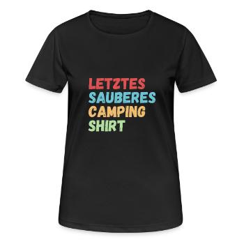 Camping camping-car camping Tenue de camping drôle - T-shirt respirant Femme - noir - Devant - AI Model Female 172 light (172cm)
