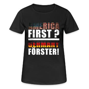 America First Germany - Frauen T-Shirt atmungsaktiv - Schwarz - Vorne - AI Model Female 172 light (172cm)