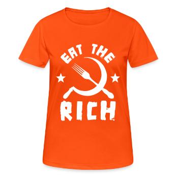 Eat The Rich - Frauen T-Shirt atmungsaktiv - Neonorange - Vorne - AI Model Female 172 dark (172cm)
