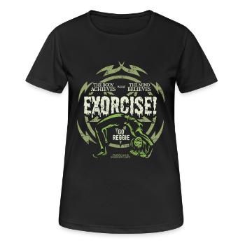 Funny Gym T Shirt Exorcise! für Horror Film Fans - Frauen T-Shirt atmungsaktiv - Schwarz - Vorne - AI Model Female 172 light (172cm)