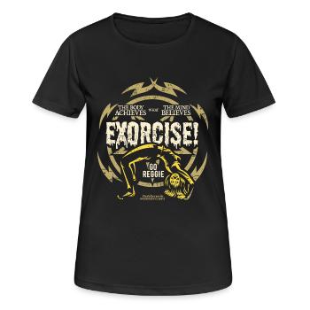 Funny Gym T Shirt Exorcise! für Horror Film Fans - Frauen T-Shirt atmungsaktiv - Schwarz - Vorne - AI Model Female 172 light (172cm)