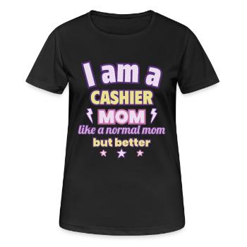 Caissier Maman, Cadeau de fête des mères, Supermarché - T-shirt respirant Femme - noir - Devant - AI Model Female 172 light (172cm)