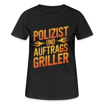 Polizist und Auftragsgriller - Frauen T-Shirt atmungsaktiv - Schwarz - Vorne - AI Model Female 172 light (172cm)
