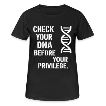 Check your DNA - Frauen T-Shirt atmungsaktiv - Schwarz - Vorne - AI Model Female 172 light (172cm)