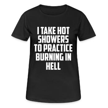 Je prends des douches citation drôle - T-shirt respirant Femme - noir - Devant - AI Model Female 172 light (172cm)