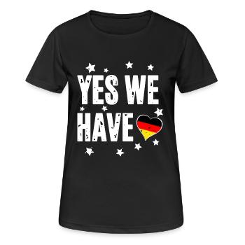 Yes we have - Frauen T-Shirt atmungsaktiv - Schwarz - Vorne - AI Model Female 172 light (172cm)