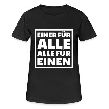 Einer für alle für einen zusammenhalt team wir - Frauen T-Shirt atmungsaktiv - Schwarz - Vorne - AI Model Female 172 light (172cm)