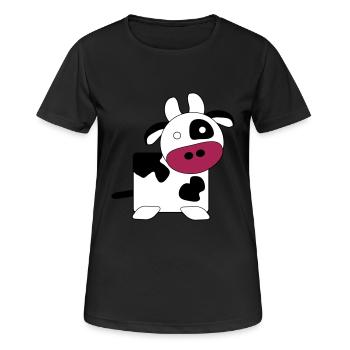 Vache (large) - T-shirt respirant Femme - noir - Devant - AI Model Female 172 light (172cm)
