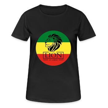 Lion of Judah - Jah Rastafari Reggae Roots Shirt - Frauen T-Shirt atmungsaktiv - Schwarz - Vorne - AI Model Female 172 light (172cm)