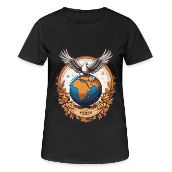 Weltfrieden auf der Erde - Frauen T-Shirt atmungsaktiv - Schwarz - Vorne - AI Model Female 172 light (172cm)