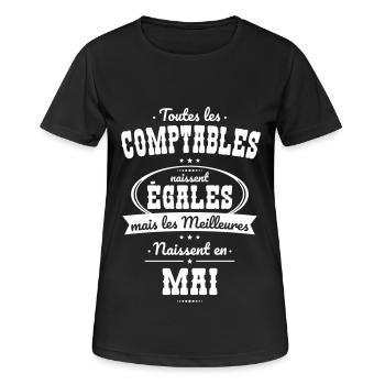 Comptables égales meilleures naissent en Mai - T-shirt respirant Femme - noir - Devant - AI Model Female 172 light (172cm)