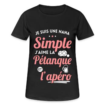 Je suis une nana simple j'aime pétanque et apéro - T-shirt respirant Femme - noir - Devant - AI Model Female 172 light (172cm)