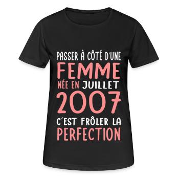 18th birthday - born in July 2007 - Women's Breathable T-Shirt - black - Front - AI Model Female 172 light (172cm)