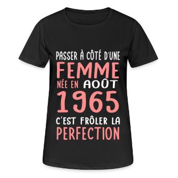 60th birthday - Born in August 1965 - Women's Breathable T-Shirt - black - Front - AI Model Female 172 light (172cm)