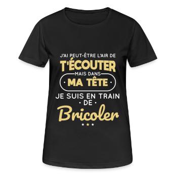 Dans ma tête je suis en train de bricoler - T-shirt respirant Femme - noir - Devant - AI Model Female 172 light (172cm)