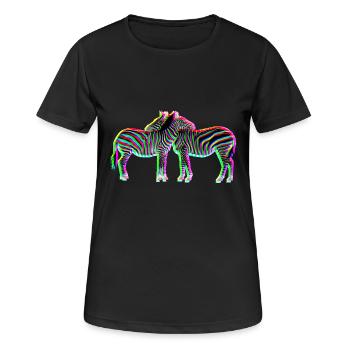 colorful ZEBRAS - Frauen T-Shirt atmungsaktiv - Schwarz - Vorne - AI Model Female 172 light (172cm)