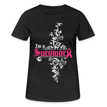 I'm a cancer survivor - Frauen T-Shirt atmungsaktiv - Schwarz - Vorne - AI Model Female 172 light (172cm)