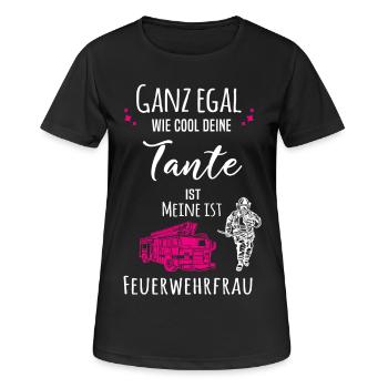 Meine Tante ist Feherwehrfrau - Frauen T-Shirt atmungsaktiv - Schwarz - Vorne - AI Model Female 172 light (172cm)