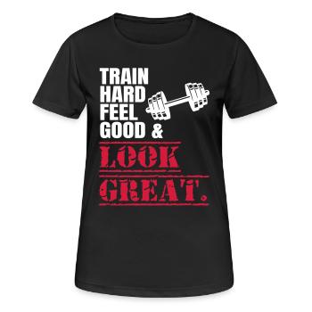 Muscle de sport de musculation de musculation d'haltère - T-shirt respirant Femme - noir - Devant - AI Model Female 172 light (172cm)