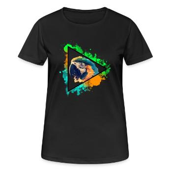 Papagei Parrot Vogel Bird Watercolor Wasserfarben - Frauen T-Shirt atmungsaktiv - Schwarz - Vorne - AI Model Female 172 light (172cm)