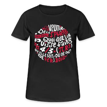 Volume de la sphère - T-shirt respirant Femme - noir - Devant - AI Model Female 172 light (172cm)