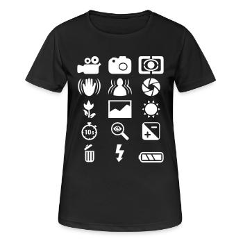 DSLR Camera icon - Women's Breathable T-Shirt - black - Front - AI Model Female 172 light (172cm)