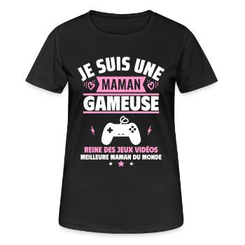 Je suis une maman gameuse, cadeau fête des mères - T-shirt respirant Femme - noir - Devant - AI Model Female 172 light (172cm)