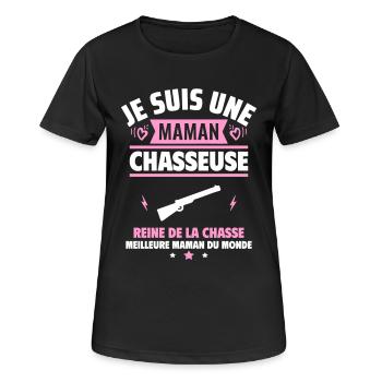 Je suis une maman chasseuse, cadeau fête des mères - T-shirt respirant Femme - noir - Devant - AI Model Female 172 light (172cm)