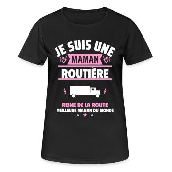 Je suis une maman routière, fête des mères - T-shirt respirant Femme - noir - Devant - AI Model Female 172 light (172cm)