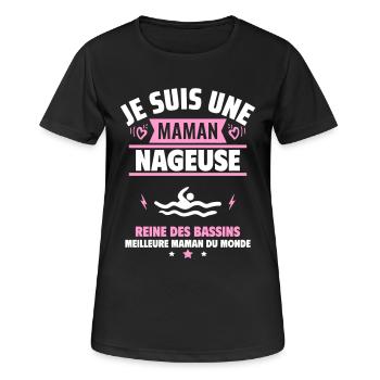 Je suis une maman nageuse, cadeau fête des mères - T-shirt respirant Femme - noir - Devant - AI Model Female 172 light (172cm)
