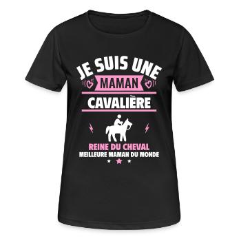 Je suis une maman cavalière, cadeau fête des mères - T-shirt respirant Femme - noir - Devant - AI Model Female 172 light (172cm)