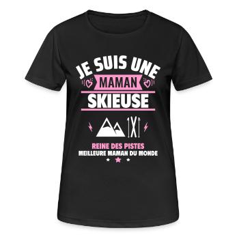 Je suis une maman skieuse, cadeau fête des mères - T-shirt respirant Femme - noir - Devant - AI Model Female 172 light (172cm)