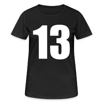 13 - Frauen T-Shirt atmungsaktiv - Schwarz - Vorne - AI Model Female 172 light (172cm)