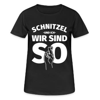 Schnitzel Liebhaber Geschenk - Frauen T-Shirt atmungsaktiv - Schwarz - Vorne - AI Model Female 172 light (172cm)