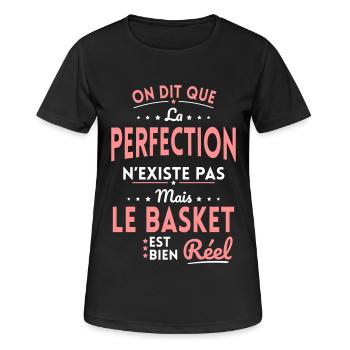 La Perfection n'existe pas le Basket est bien Réel - T-shirt respirant Femme - noir - Devant - AI Model Female 172 light (172cm)