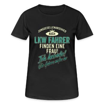 JGA BRAEUTIGAM - LKW Fahrer - Version Auch - - Frauen T-Shirt atmungsaktiv - Schwarz - Vorne - AI Model Female 172 light (172cm)