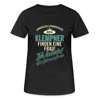JGA BRAEUTIGAM - Klempner - Version Auch - petrol - Frauen T-Shirt atmungsaktiv - Schwarz - Vorne - AI Model Female 172 light (172cm)